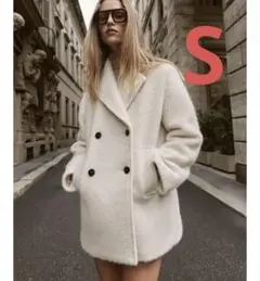 ブークレダブルブレストミディ丈コート　ZARA コート　s