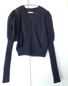 DES PRES ドット柄シースルー袖 長袖ブラウス ネイビー - メルカリ