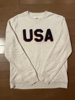OLD NAVY USA ロゴ スウェット 刺繍風 M オートミール　古着