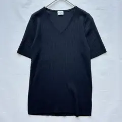 Urban Research Doors 短袖羅紋針織衫 S 黑色 V領 簡約