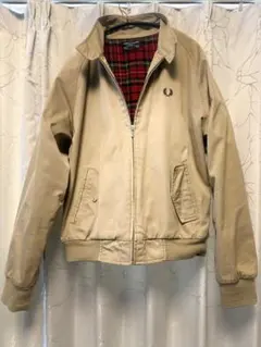 ベージュ チェック柄裏地 ジャンパー