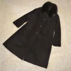 【極美品】パリオリー　アンゴラ　ファー付ロングコート　滑らか　大きいサイズ11号