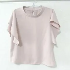 美品◆NOBLE ノーブル 袖フリルブラウス スタンドカラー ピンク Fのサムネイル