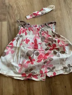 花柄ワンピース　海外製品　サイズ80〜90 ヘアバンド付き