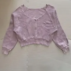 【Kastane】ワッフル編み カーディガン 長袖 コットン ピンク 紫パープル