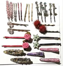 子供用　多様なデザインのミニヘアピンセット揺れるヘアピン付き 27本