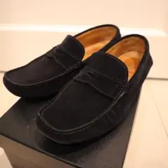 PRADA ネイビー スエード ローファー