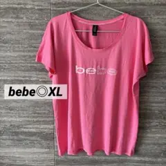 bebe TシャツピンクロゴTシャツ 海外インポート古着XLレディース