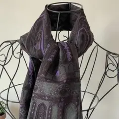 ETRO エトロ ペイズリー柄 大判ストール ショール パープル系 フリンジ