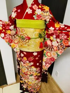 78-振袖◆振袖単品　正絹　成人式　中古品　赤地　華やかな古典柄 78-振袖◇振袖単品 正絹 成人式 中古品 赤地 華やかな古典柄 - メルカリ