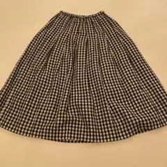 フレアロングスカート 黒白チェック