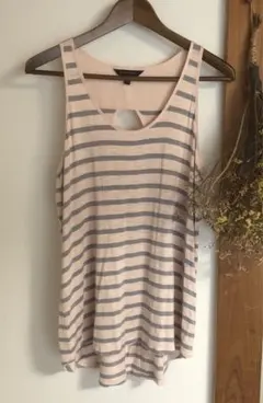BANANA REPUBLIC♪ピンクとグレーのボーダータンクトップ♪Mサイズのサムネイル