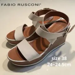 FABIO RUSCONI ホワイトウェッジサンダル　38 24~24.5cm