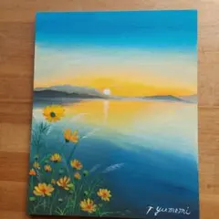 花の絵 風景画 アクリル画 原画 「ひまわり畑と八ヶ岳」F3 - メルカリ