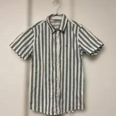 H&M キッズ　半袖シャツ　ストライプ　140 グリーン