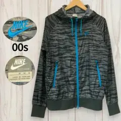 【ナイキ ポリジャケット】 00s ロゴ刺繍 総柄 カモフラ M NIKE 古着