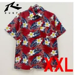 新品 2XL ★ RUSTY ラスティ メンズ アロハシャツ レッド コストコのサムネイル