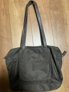 agnes b ダークブラウン ナイロン ボストンバッグ