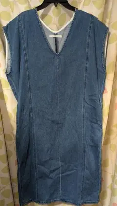 KBF ケービーエフ Vネック デニムチュニック ワンピースノースリーブfree