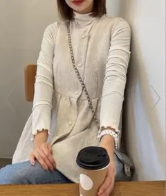 JUNOAH ペプラムベスト　ツイード