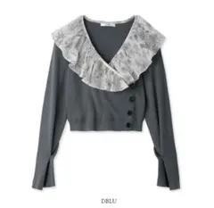 snidel　Sustainaシフォンプリーツカラーニットプルオーバー