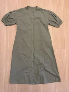 【美品】GU ジーユー　バンドカラーシャツワンピース7分袖　Sサイズ