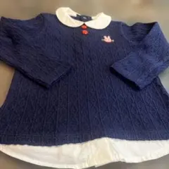 襟付きネイビーTシャツ 90絶対お買い得最終値下げ