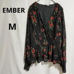 ✴️美品✨EMBER 花柄ラップシャツ 【M】上品　海外輸入古着　1点もののサムネイル