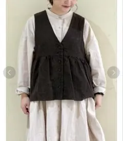 【新品】　サマンサモスモス　ウール混前後着ギャザーベスト　ブラウン