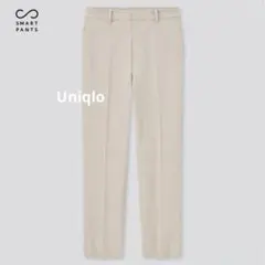 ユニクロ　スマートアンクルパンツ　ウィンドウペン　ベージュ　2wayストレッチL