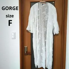 GORGE 花柄刺繍 シアーロングカーディガン ホワイト　F