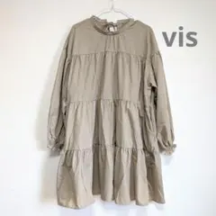 vis　ティアードミニワンピース　ベージュ 　フリーサイズ　ミニワンピ　長袖のサムネイル