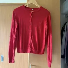 UNIQLO クルーネックカーディガン レッド Mサイズ