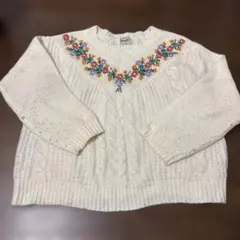 Hamble by Par Avion 刺繍ニット セーター アイボリー