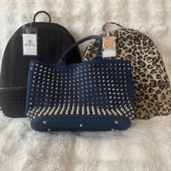 【セット売り】DIAVEL ヒョウ柄リュック　黒リュック　トートバッグ