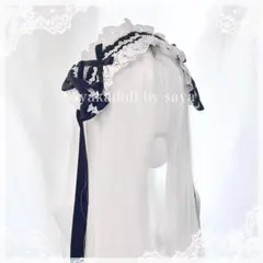 ♡ MAID マットサテンリボン フリルヘッドドレス black ♡