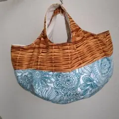 本日限定セール★花柄エコバッグ バスケット風デザイン☆ハンドメイド