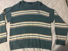 BACK NUMBER グリーン ストライプ ニット M