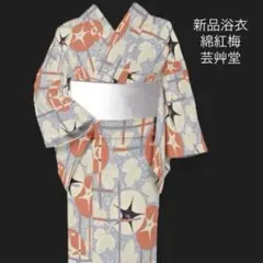 新品 ブランド浴衣【芸艸堂】朝顔と格子とドット 山本雪桂★はんなりした大人の一枚