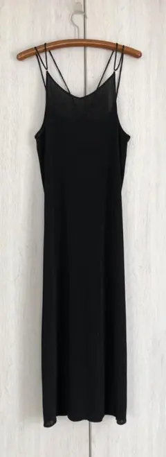 美品【JEANASiS】ブラック シースルー ストラップロングワンピース