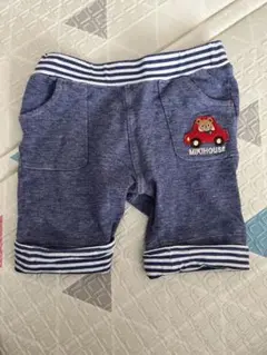 ミキハウス 短パン 80cmデニム風 ハーフパンツ ロールアップ  男の子 車