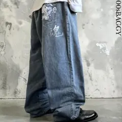 極太 00s LOT29 総柄プリント バギーブラックデニム HIPHOP - メルカリ
