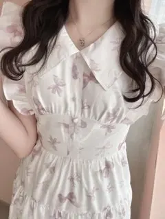 evelyn エブリン オリジナルリボン柄ワンピース