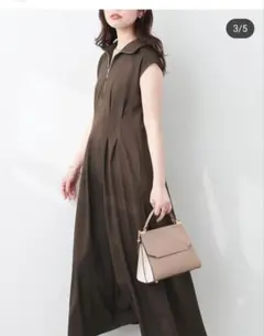 美品　ハーフZIPフレンチスリーブワンピース