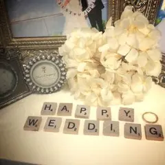 ハッピーウェディング フォトプロップス スクラブル ガーランド