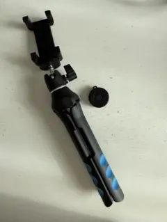 ELECOM 自撮り棒 ブラック/ブルー 360度回転 PSTSRBK