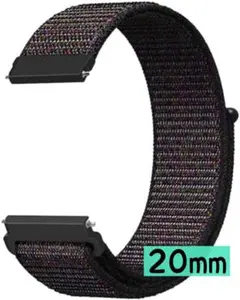 20mm 黒(赤) スマートウォッチ 腕時計 交換用 ナイロン ベルト
