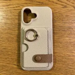 iPhone16 ベージュ レザー風 iPhoneケース
