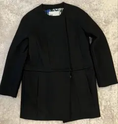 SLY スライ 2way ノーカラーコート【S】 ブラック スナップボタン