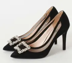 Diana/ ビジューバックル ブラックハイヒール パンプス 24.5cm